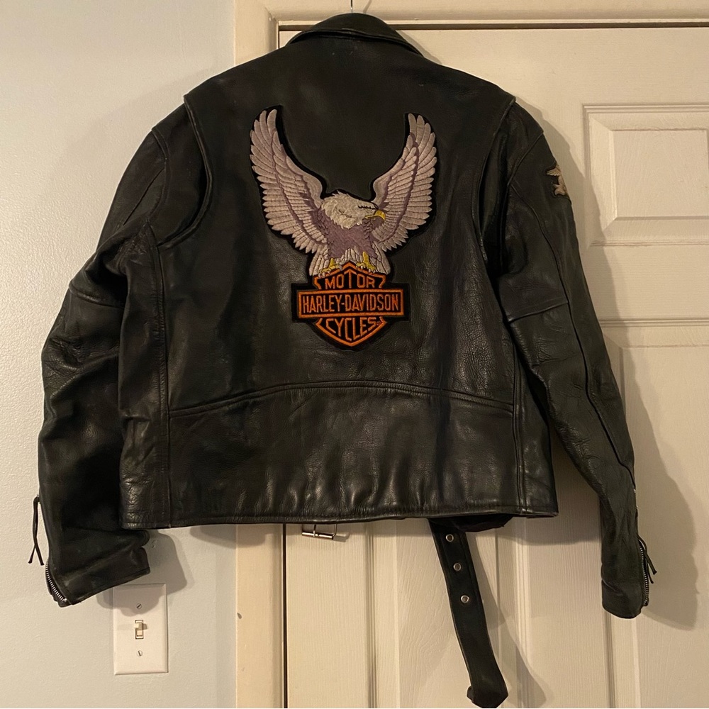 Vintage Harley Davidson leather patch jacket
